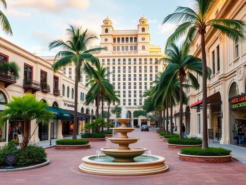 Mediterranean style office buildings in Coral Gables Miami