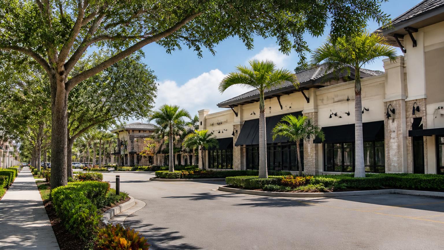 Suburban commercial storefronts in Cutler Bay, Florida