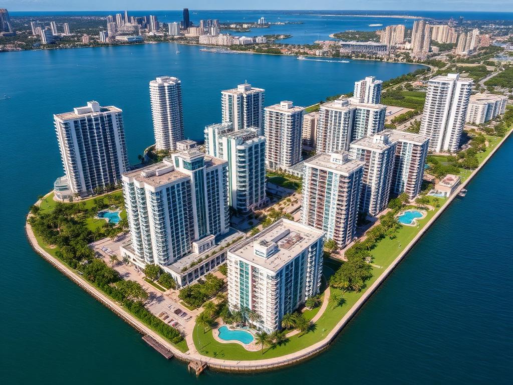 Edgewater waterfront high rise towers along Biscayne Bay
