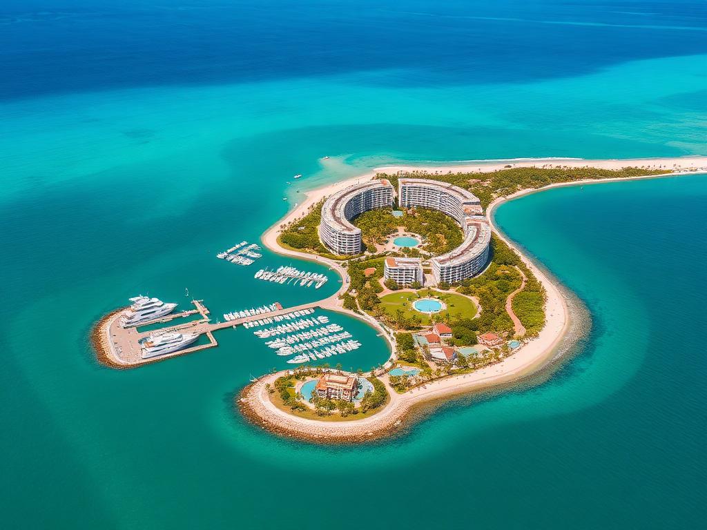 Marina and private club grounds on Fisher Island in Biscayne Bay