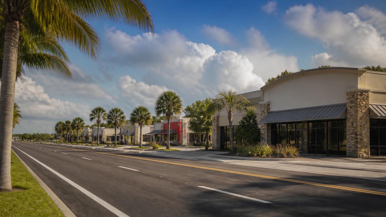 Gateway commercial buildings along the highway in Florida City