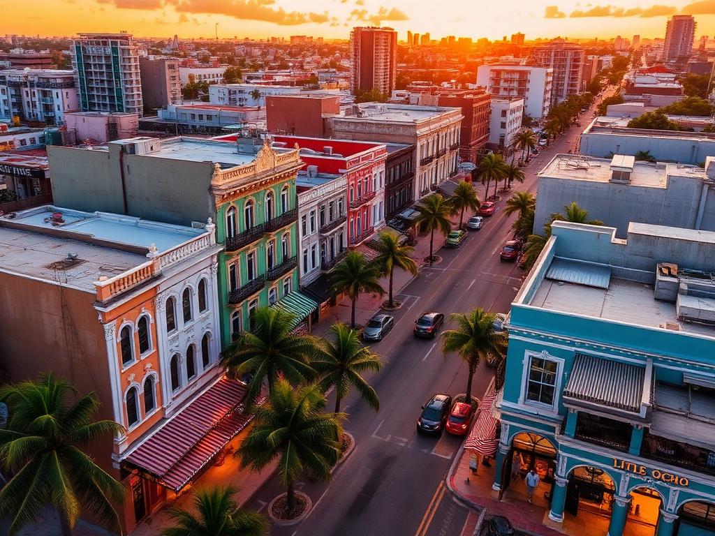 Storefronts along Calle Ocho in Little Havana Miami