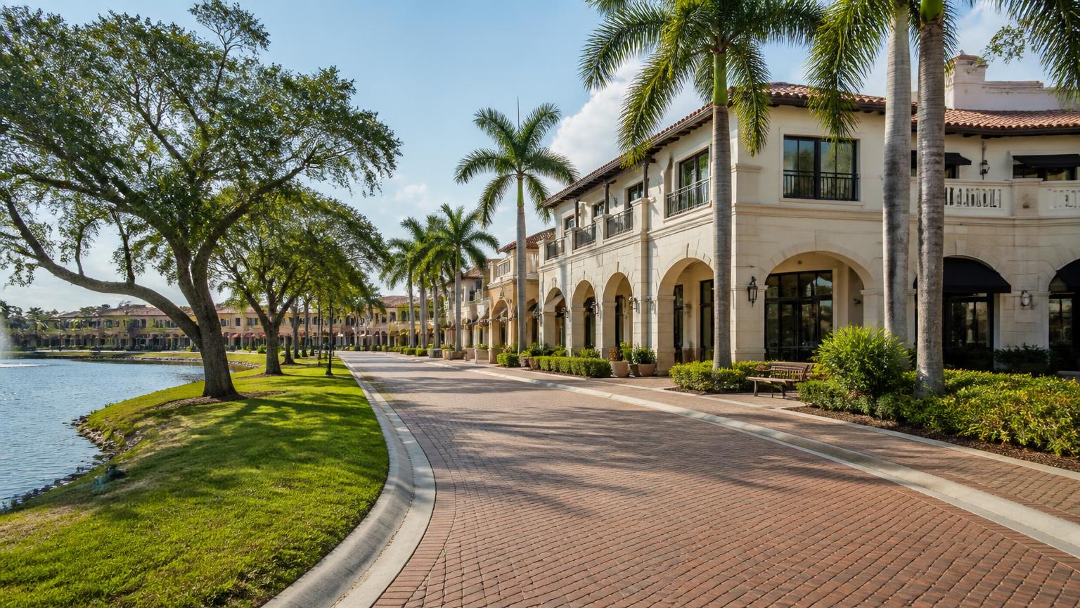 Planned town center storefronts in Miami Lakes