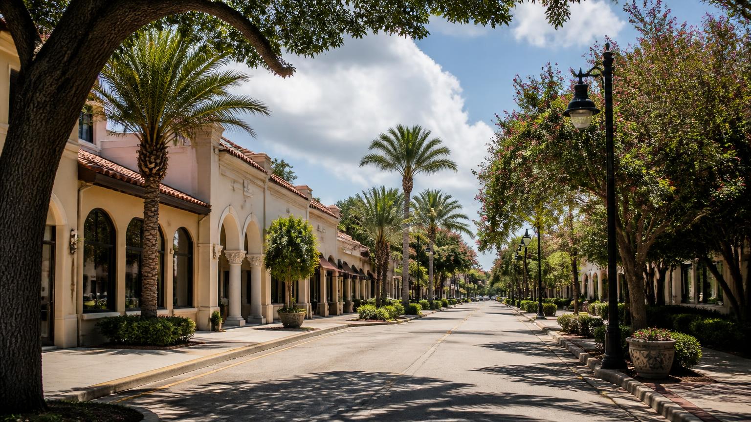 Small city commercial buildings in Miami Springs near the airport