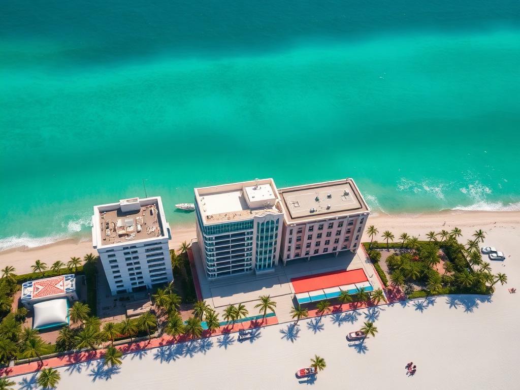 Art Deco storefronts and restaurants in South Beach Miami