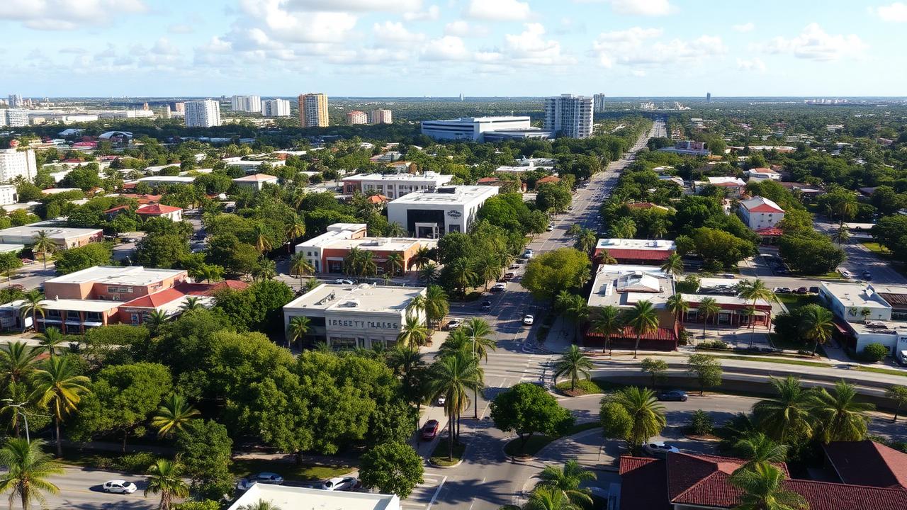 Sunset Drive commercial storefronts in South Miami