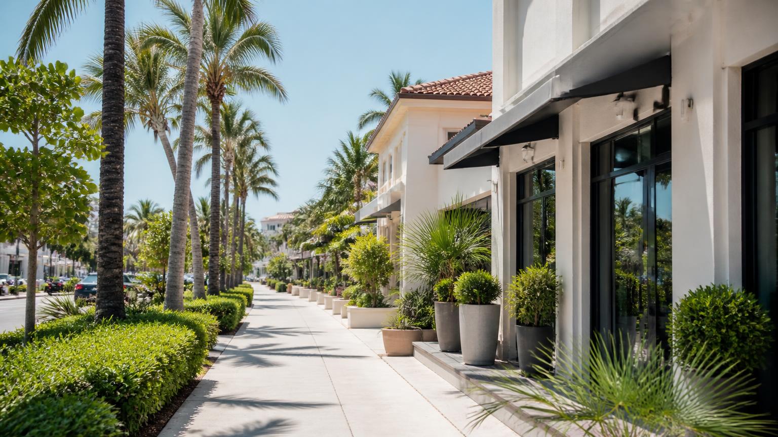 Coastal commercial street in Surfside, Florida