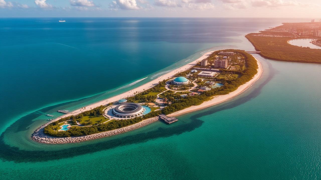 Coastal trails and beach park on Virginia Key in Biscayne Bay